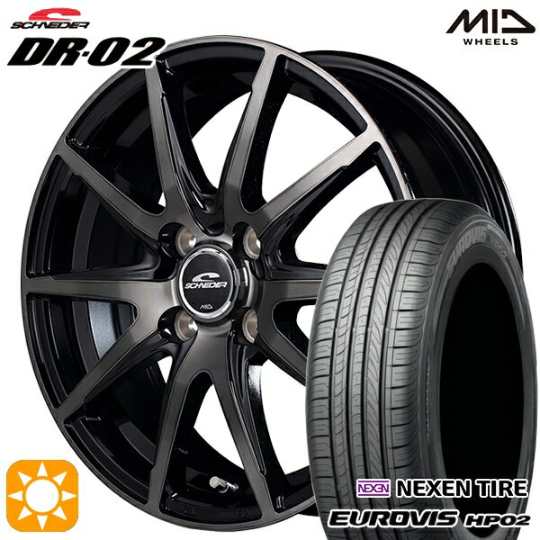 【18日限定!ダイヤモンド会員限定P13倍!】 175/65R15 84H ネクセン ロードストーン ユーロビズ HP02 MID シュナイダー DR02 ブラックポリッシュ＋ブラッククリア 15インチ 5.5J 4H100 サマータイヤホイールセット