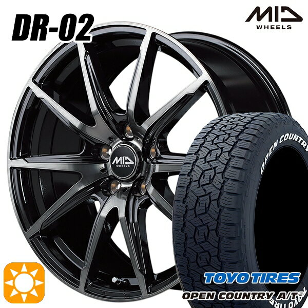 【取付対象】デリカD5 215/70R16 100T トーヨー オープンカントリーA/T3 ホワイトレター MID シュナイダー DR02 ブラックポリッシュ＋ブラッククリア 16インチ 6.5J 5H114.3 サマータイヤホイールセット