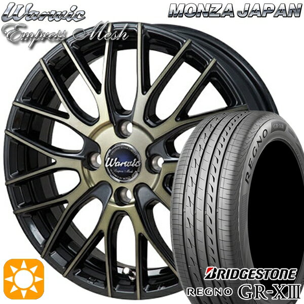【取付対象】フィット アクア 185/60R15 84H ブリヂストン レグノ GR-X3 モンツァ ワーウィック エンプレスメッシュ ブラッククリア/ポリッシュ 15インチ 6.0J 4H100 サマータイヤホイールセット