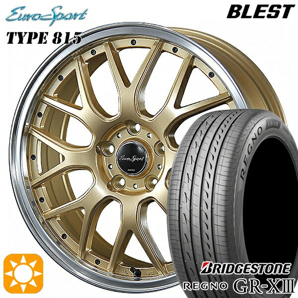 【取付対象】50プリウス インプレッサ 215/45R17 91W XL ブリヂストン レグノ GR-X3 BLEST ユーロスポーツ タイプ815 セミグロスゴールド 17インチ 7.0J 5H100 サマータイヤホイールセット
