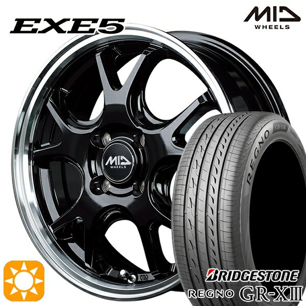 【取付対象】アクア マツダ2 ノート 185/65R15 92H XL ブリヂストン レグノ GR-X3 MID ヴァーテックワン EXE5 グロッシーブラック/リムポリッシュ 15インチ 5.5J 4H100 サマータイヤホイールセット