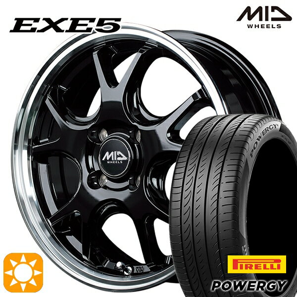 【取付対象】フィット アクア 175/65R15 84H ピレリ パワジー MID ヴァーテックワン EXE5 グロッシーブラック/リムポリッシュ 15インチ 5.5J 4H100 サマータイヤホイールセット