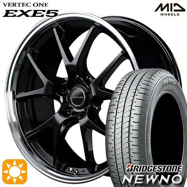 【18日限定!ダイヤモンド会員限定P13倍!】 215/45R18 93W XL ブリヂストン ニューノ MID ヴァーテックワン EXE5 グロッシーブラック/リムポリッシュ 18インチ 7.0J 5H114.3 サマータイヤホイールセット