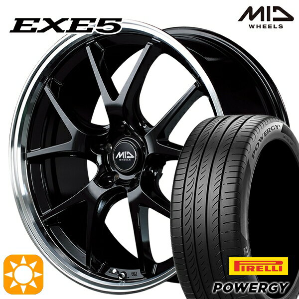 【取付対象】アイシス ノア 215/45R17 91W XL ピレリ パワジー MID ヴァーテックワン EXE5 グロッシーブラック/リムポリッシュ 17インチ 7.0J 5H114.3 サマータイヤホイールセット