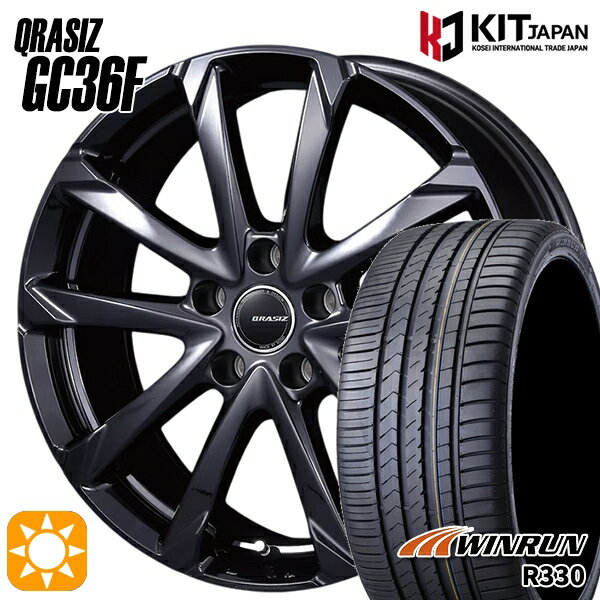 【取付対象】ウィッシュ カローラスポーツ 205/50R17 93W XL ウィンラン R330 コーセイ クレイシズ GC36F グロッシーブラック 17インチ 7.0J 5H100 サマータイヤホイールセット