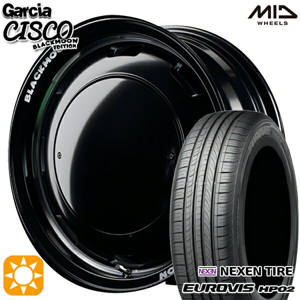【取付対象】155/65R14 ネクセン ロードストーン ユーロビズ HP02 MID ガルシアシスコブラックムーン ブラック 14インチ 4.5J 4H100 サマータイヤホイールセット