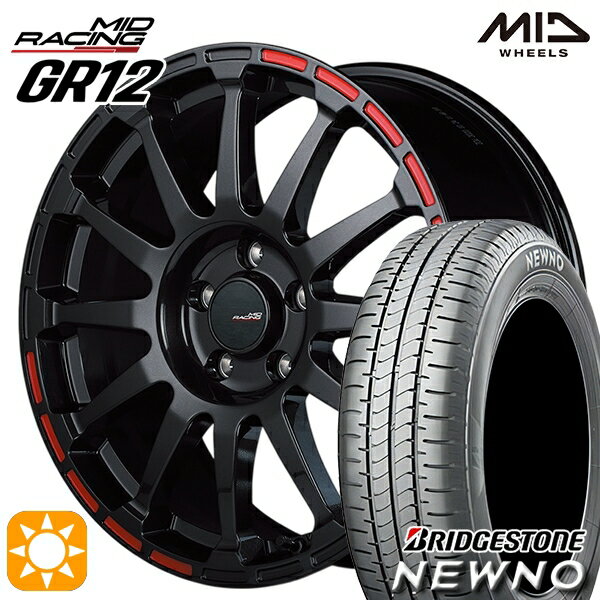 【取付対象】215/50R17 91V ブリヂストン ニューノ MID RMPレーシング GR12 クリスタルブラック/ストロボレッド 17インチ 7.0J 5H114.3 サマータイヤホイールセット