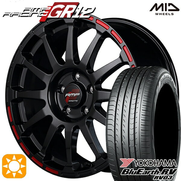 5/15ポイント5倍★215/50R17 95V XL ヨコハマ ブルーアース RV03 MID RMPレーシング GR12 クリスタルブラック/ストロボレッド 17インチ 7.0J 5H100 サマータイヤホイールセット