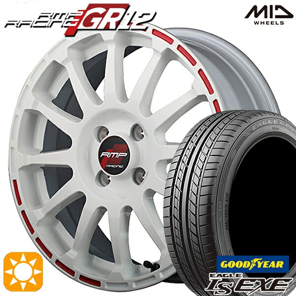 5/15ポイント5倍★195/45R16 84W XL グッドイヤー イーグル LSEXE MID RMPレーシング GR12 16インチ 6.0J 4H100 ホワイト/ストロボレッド サマータイヤホイールセット