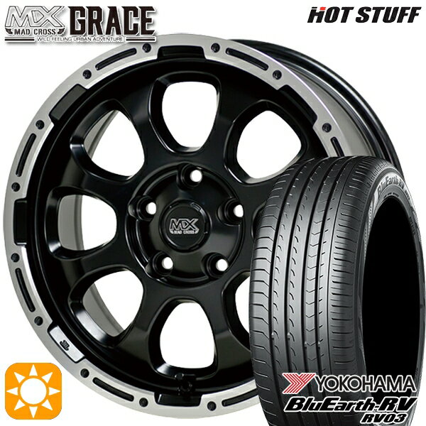 【取付対象】215/65R16 98H ヨコハマ ブルーアース RV03 HotStuff マッドクロス グレイス GB/P 16インチ 7.0J 5H114.3 サマータイヤホイールセット