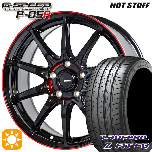 【取付対象】オデッセイ レヴォーグ 225/45R18 95Y XL ラウフェン Z FIT EQ LK03 HotStuff ジースピード P-05R ブラックレッドクリア 18インチ 8.0J 5H114.3 サマータイヤホイールセット