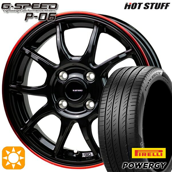 【取付対象】フィット アクア 185/60R15 84H ピレリ パワジー HotStuff ジースピード P-06 ブラックレッドクリア 15インチ 5.5J 4H100 サマータイヤホイールセット