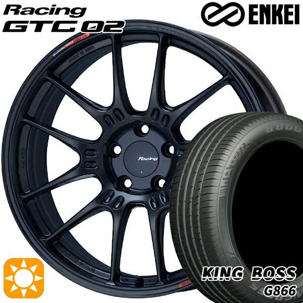【取付対象】215/50R17 95W XL キングボス G866 ENKEI エンケイ レーシング GTC02 マットブラック 17インチ 7.5J 5H100 サマータイヤホイールセット