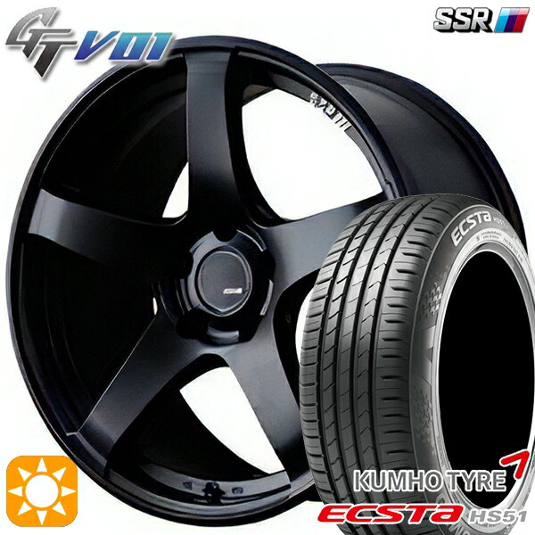 【取付対象】195/40R17 81W XL クムホ エクスタ HS51 SSR GTV01 フラットブラック 17インチ 7.0J 4H100 サマータイヤホイールセット