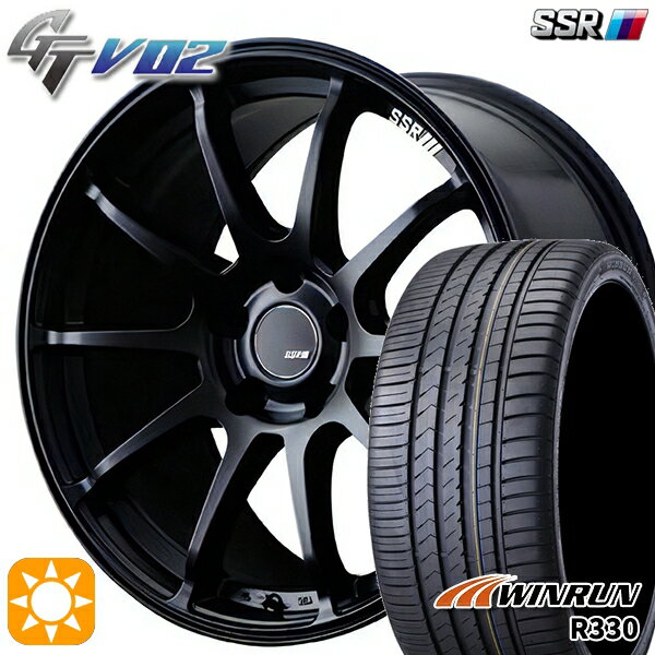 【取付対象】195/40R17 81W XL ウィンラン R330 SSR GTV02 フラットブラック 17インチ 7.0J 4H100 サマータイヤホイールセット