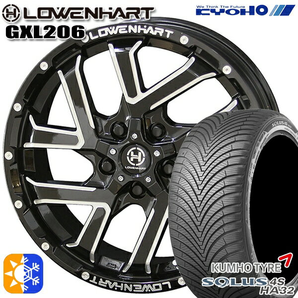 エルグランド クロスロード 215/65R16 102V XL クムホ ソルウス 4S HA32 KYOHO レーベンハート GXL206 16インチ 7.0J 5H114.3 グロスブラック×ミーリング オールシーズンタイヤホイールセット