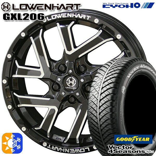 215/55R17 94H グッドイヤー ベクター フォーシーズンズ KYOHO レーベンハート GXL206 17インチ 7.0J 5H114.3 グロスブラック×ミーリング オールシーズンタイヤホイールセット