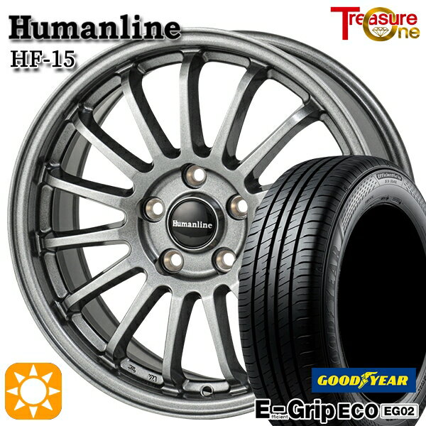 【取付対象】エスクァイア セレナ 195/65R15 91H グッドイヤー エフィシェントグリップ EG02 トレジャーワン ヒューマンライン HF15 ダークグレー 15インチ 6.0J 5H114.3 サマータイヤホイールセット