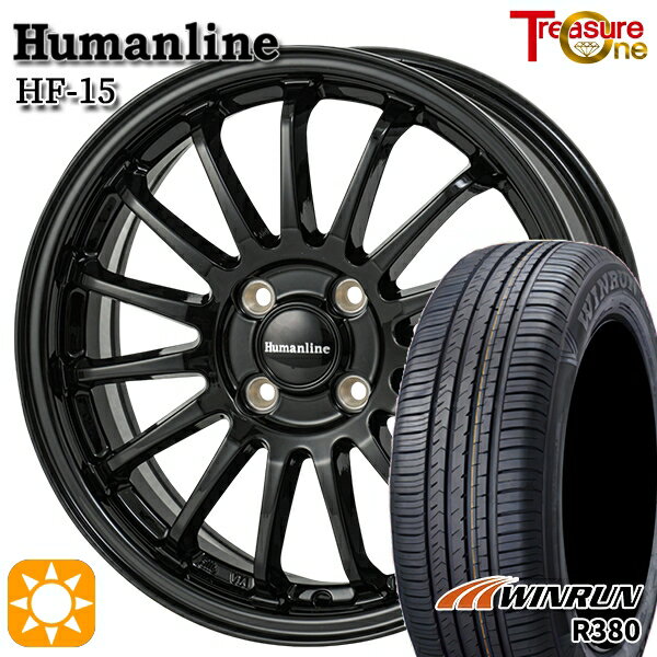 【取付対象】エブリィワゴン 165/60R14 75H ウィンラン R380 トレジャーワン ヒューマンライン HF15 ブラック 14インチ 4.5J 4H100 サマータイヤホイールセット