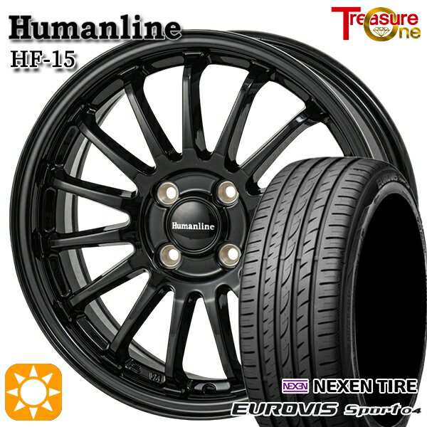 【取付対象】エブリィワゴン 165/60R14 75H ロードストーン ユーロビズ Sport 04 トレジャーワン ヒューマンライン HF15 ブラック 14インチ 4.5J 4H100 サマータイヤホイールセット