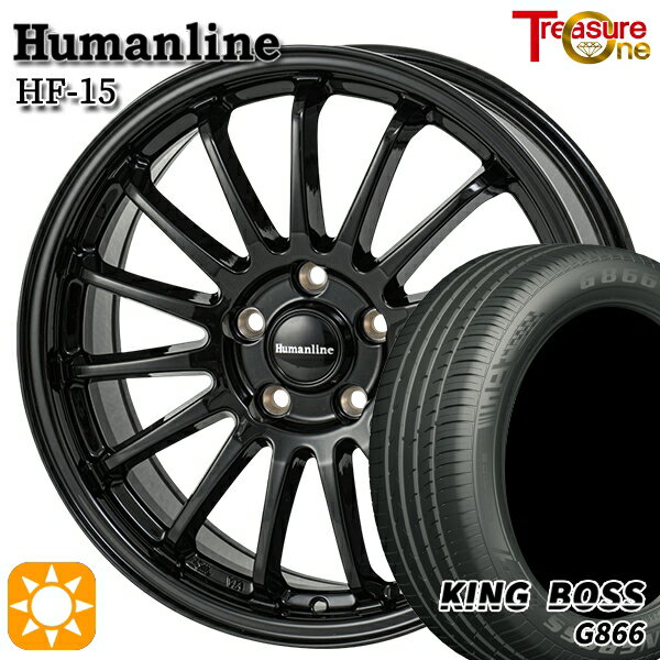 【取付対象】50プリウス インプレッサ 215/45R17 91W XL キングボス G866 トレジャーワン ヒューマンライン HF15 ブラック 17インチ 7.0J 5H100 サマータイヤホイールセット