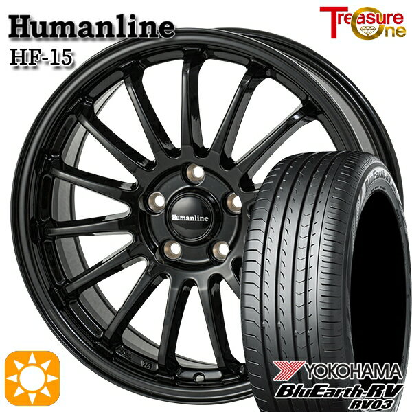 【取付対象】アクセラ アテンザ 215/45R18 93W XL ヨコハマ ブルーアース RV03 トレジャーワン ヒューマンライン HF15 ブラック 18インチ 7.0J 5H114.3 サマータイヤホイールセット