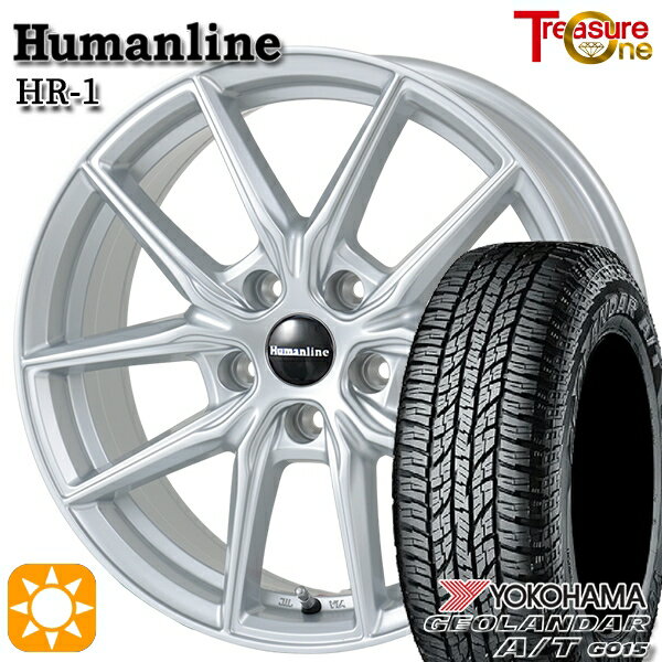 【取付対象】エスティマ ヤリスクロス 215/60R16 95H ヨコハマ ジオランダーA/T G015 トレジャーワン ヒューマンライン HR1 シルバー 16インチ 6.5J 5H114.3 サマータイヤホイールセット