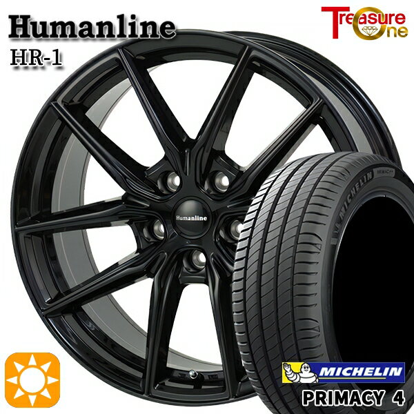 【取付対象】プリウスα ストリーム 205/60R16 96W XL ミシュラン プライマシー4 トレジャーワン ヒューマンライン HR1 ブラック 16インチ 6.5J 5H114.3 サマータイヤホイールセット