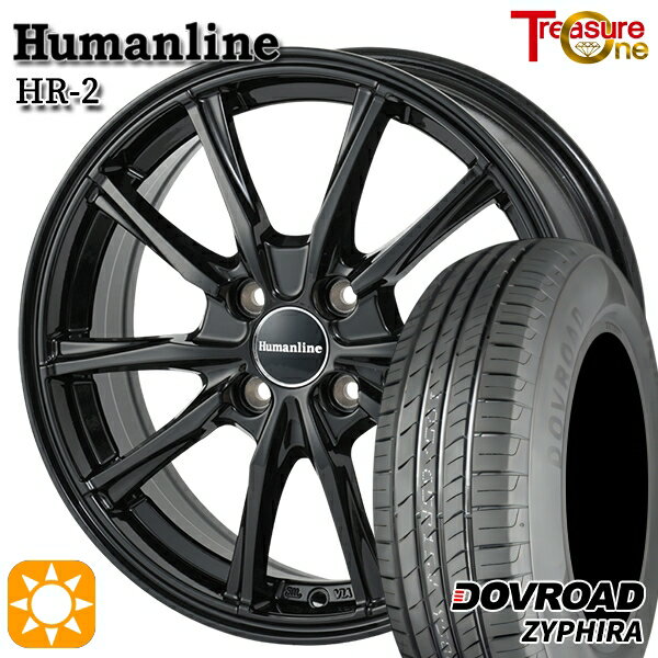 【取付対象】N-BOX ウェイク 165/55R15 75V DOVROAD ザイファイラ トレジャーワン ヒューマンライン HR2 ブラック 15インチ 4.5J 4H100 サマータイヤホイールセット