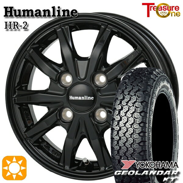 【取付対象】軽トラ 145/80R12 80/78N ヨコハマ ジオランダーKT Y828C トレジャーワン ヒューマンライン HR2 ブラック 12インチ 3.5J 4H100 サマータイヤホイールセット