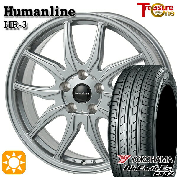 【取付対象】C-HR カローラクロス 215/60R17 96H ヨコハマ ブルーアース ES32 トレジャーワン ヒューマンライン HR3 ダークシルバー 17インチ 7.0J 5H114.3 サマータイヤホイールセット