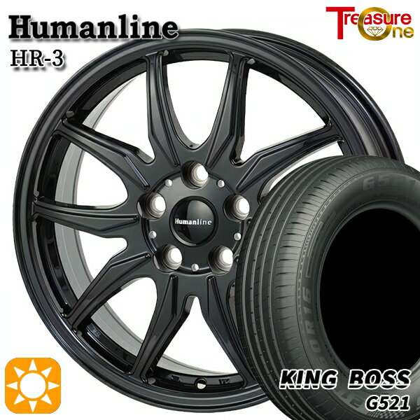 【取付対象】プリウスα ストリーム 205/60R16 92V キングボス G521 トレジャーワン ヒューマンライン HR3 ブラック 16インチ 6.5J 5H114.3 サマータイヤホイールセット