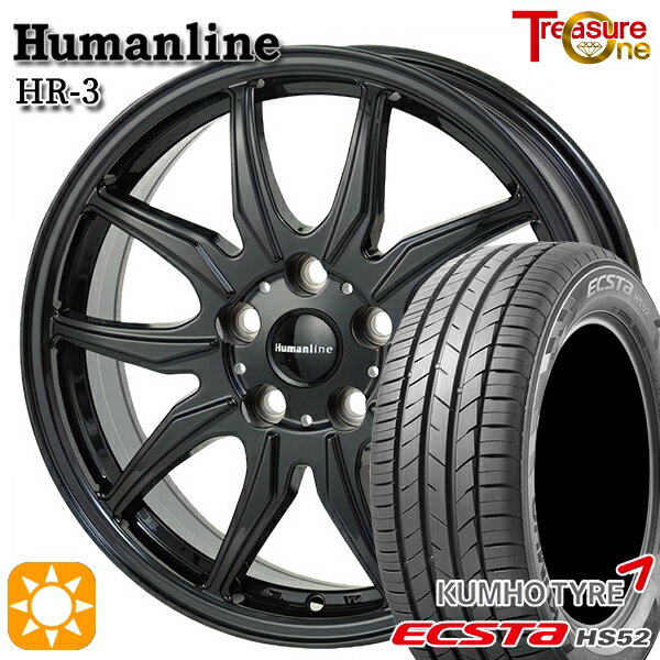 【取付対象】リーフ アクセラ 205/55R16 91V クムホ エクスタ HS52 トレジャーワン ヒューマンライン HR3 ブラック 16インチ 6.5J 5H114.3 サマータイヤホイールセット