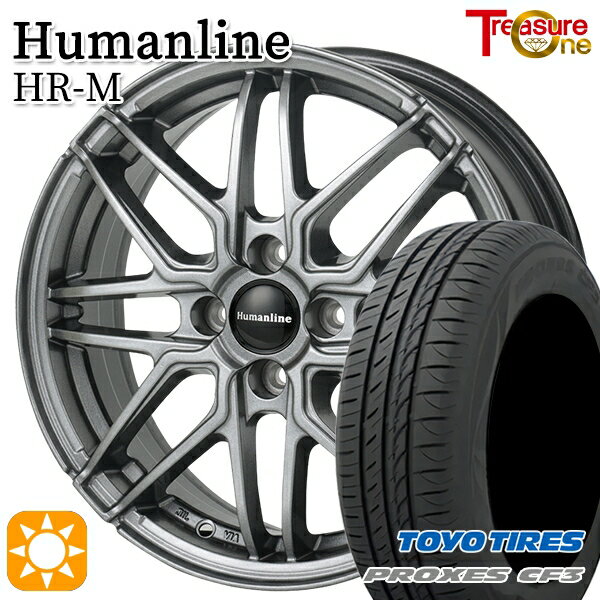 【取付対象】アクア デミオ 195/55R16 91V XL トーヨー プロクセス CF3 トレジャーワン ヒューマンライン HRM GM 16インチ 6.0J 4H100 サマータイヤホイールセット