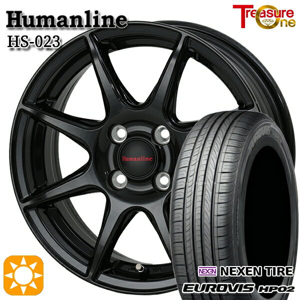 【18日限定!ダイヤモンド会員限定P13倍!】 145/80R13 ネクセン ロードストーン ユーロビズ HP02 トレジャーワン ヒューマンライン HS023 ブラック 13インチ 4.0J 4H100 サマータイヤホイールセット