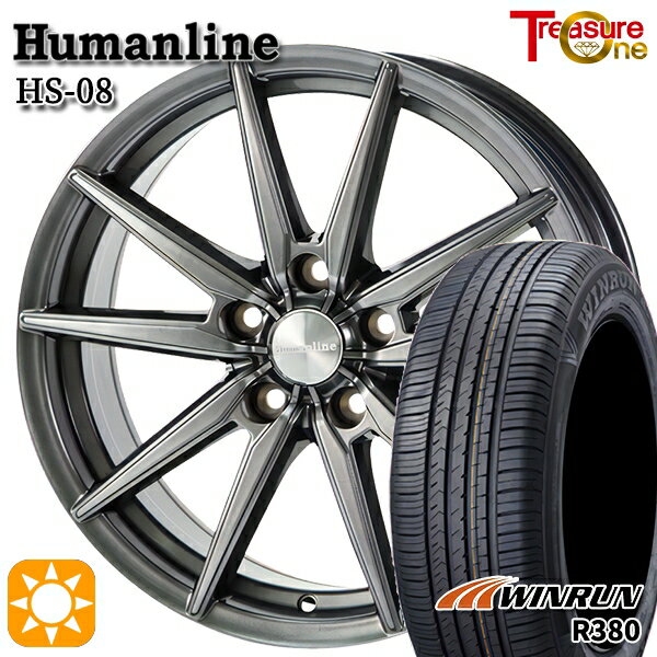 【取付対象】195/65R15 91V ウィンラン R380 トレジャーワン ヒューマンライン HS08 ダークグレー 15インチ 6.0J 5H114.3 サマータイヤホイールセット