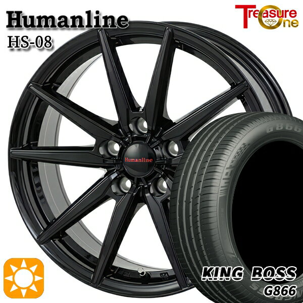 【取付対象】リーフ レヴォーグ 215/50R17 95W XL キングボス G866 トレジャーワン ヒューマンライン HS08 ブラック 17インチ 7.0J 5H114.3 サマータイヤホイールセット