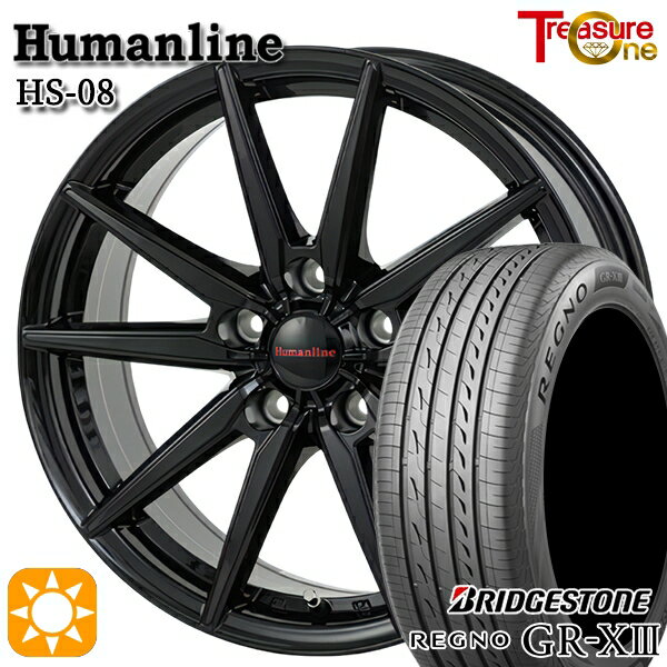 【取付対象】フォレスターSK9/SKE エクストレイル 225/55R17 97W ブリヂストン レグノ GR-X3 トレジャーワン ヒューマンライン HS08 ブラック 17インチ 7.0J 5H114.3 サマータイヤホイールセット