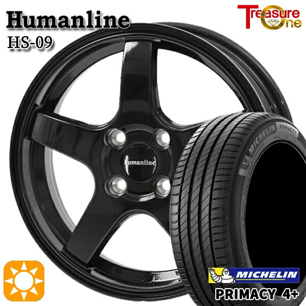 【取付対象】アクア ヤリス 195/50R16 88V XL ミシュラン プライマシー4プラス トレジャーワン ヒューマンライン HS09 ブラック 16インチ 6.0J 4H100 サマータイヤホイールセット