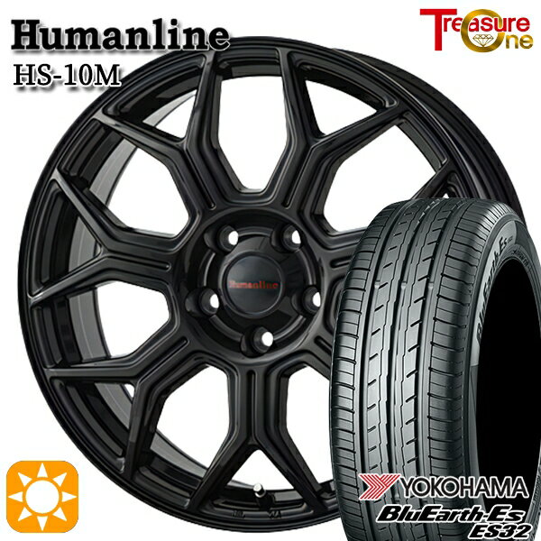 【18日限定!ダイヤモンド会員限定P13倍!】 195/65R15 91S ヨコハマ ブルーアース ES32 トレジャーワン ヒューマンライン HS10M ブラック 15インチ 6.0J 5H114.3 サマータイヤホイールセット