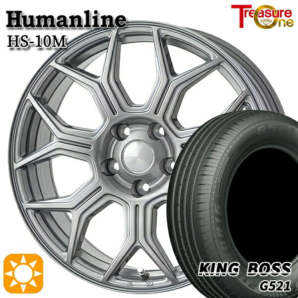 【取付対象】205/55R16 91V キングボス G521 トレジャーワン ヒューマンライン HS10M　ダークグレー 16インチ 6.5J 5H100 サマータイヤホイールセット