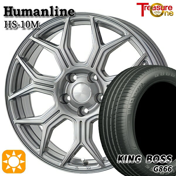 【取付対象】215/50R17 95W XL キングボス G866 トレジャーワン ヒューマンライン HS10M　ダークグレー 17インチ 7.0J 5H100 サマータイヤホイールセット