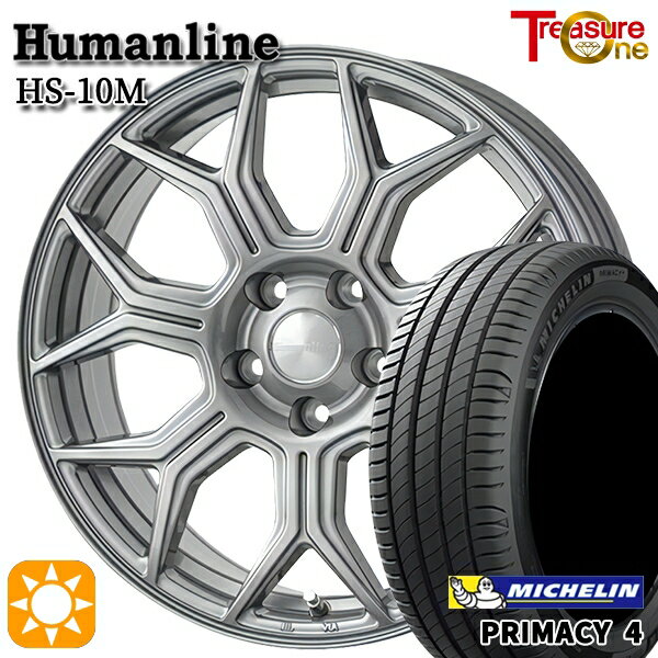 【取付対象】205/55R16 91W ミシュラン プライマシー4 トレジャーワン ヒューマンライン HS10M　ダークグレー 16インチ 6.5J 5H100 サマータイヤホイールセット