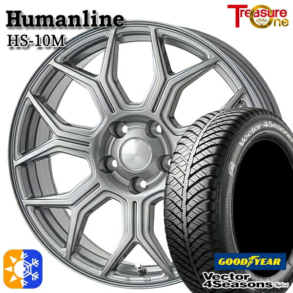 225/40R18 92H XL グッドイヤー ベクター フォーシーズンズ トレジャーワン ヒューマンライン HS10M 18インチ 7.0J 5H114.3 ダークグレー オールシーズンタイヤホイールセット