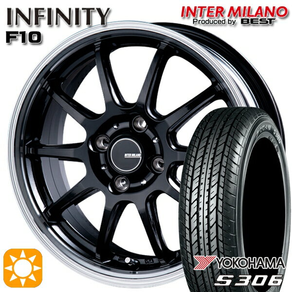 【取付対象】N-BOX 155/65R14 75S ヨコハマ S306 インターミラノ インフィニティ F10 BK/RP 14インチ 4.5J 4H100 サマータイヤホイールセット
