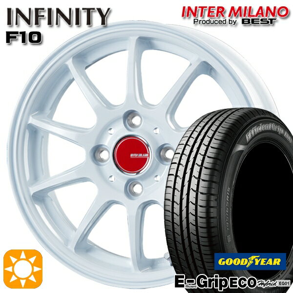 【取付対象】N-BOX 155/65R14 75S グッドイヤー エフィシェントグリップ エコ EG01 インターミラノ インフィニティ F10 ホワイト 14インチ 4.5J 4H100 サマータイヤホイールセット