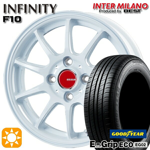 【取付対象】アクア マツダ2 ノート 185/65R15 88H グッドイヤー エフィシェントグリップ EG02 インターミラノ インフィニティ F10 ホワイト 15インチ 5.5J 4H100 サマータイヤホイールセット