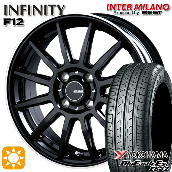 【取付対象】マツダ2 ノート 185/65R15 88S ヨコハマ ブルーアース ES32 インターミラノ インフィニティ F12 BK/FP 15インチ 5.5J 4H100 サマータイヤホイールセット