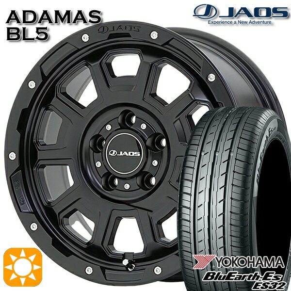 【取付対象】エクストレイル フォレスター 225/60R17 99H ヨコハマ ブルーアース ES32 ジャオス アダマス BL5 マットブラック 17インチ 7.5J 5H114.3 サマータイヤホイールセット