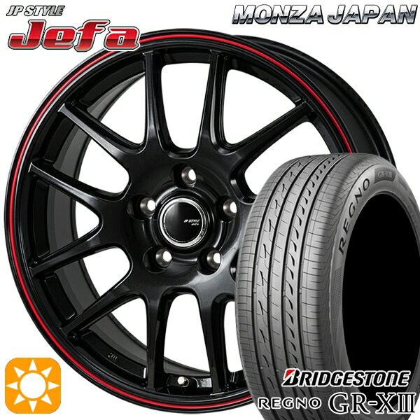 【取付対象】アイシス ノア/ヴォクシー 215/45R17 91W XL ブリヂストン レグノ GR-X3 モンツァ JPスタイル ジェファ パールブラック/レッドライン 17インチ 7.0J 5H114.3 サマータイヤホイールセット